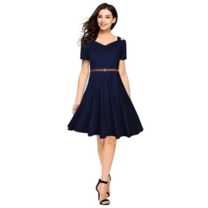 54163288064_a99d8e29b3_o_d-1000x1000-1.webp Generic Women's Polyester Solid V Neck Cap Sleeve Dress (Blue)