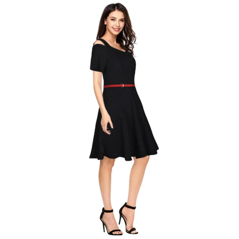 54163288149_face5fbd76_o_d-1000x1000-1.webp Generic Women's Polyester Solid V Neck Cap Sleeve Dress (Black)