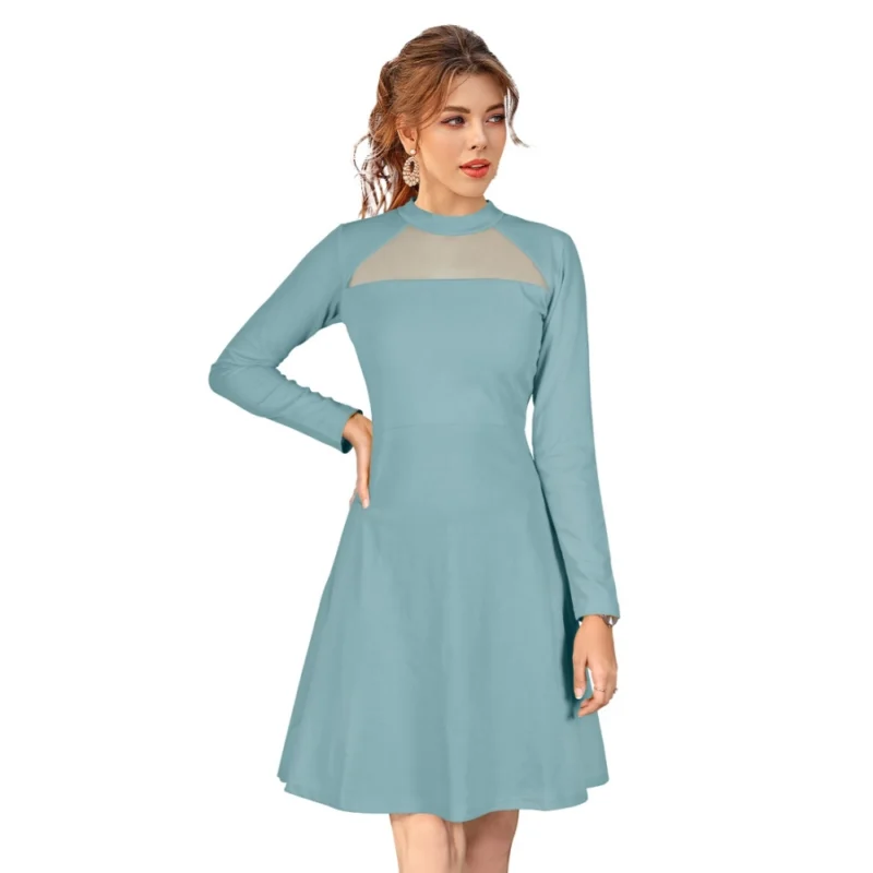 54163288204_e703c61e24_o_d-1000x1000-1.webp Generic Women's Knitting stretchable Solid Round Neck Full Sleeve Dress (Pista)