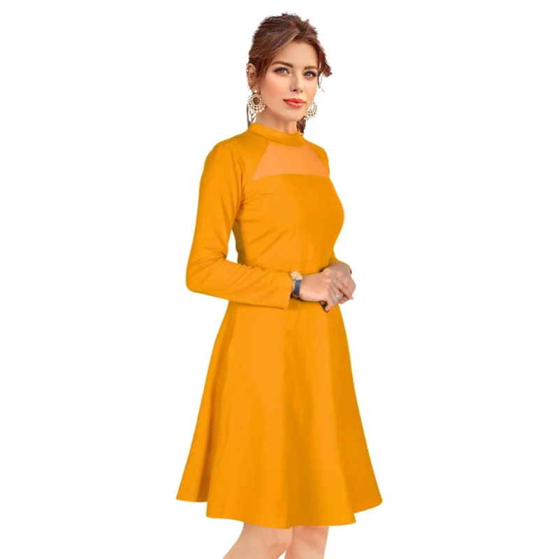54163288249_945dbda243_o_d-1000x1000-1.webp Generic Women's Knitting stretchable Solid Round Neck Full Sleeve Dress (Yellow)