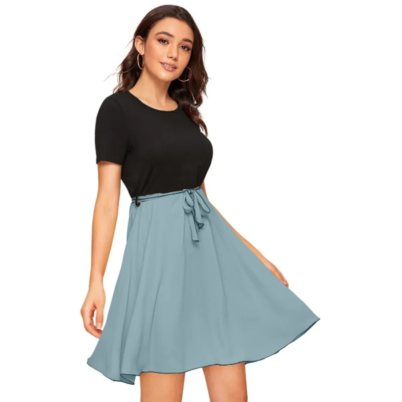 54163428675_dcd157e26c_o_d-1000x1000-1.webp Generic Women's Knitting stretchable Solid Round Neck Cap Sleeve Dress (Pista)