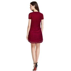 Generic Women's Rasal Solid Round Neck Cap Sleeve Dress (Maroon)