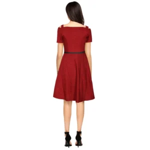 54163429090_61065c92c8_o_d-1000x1000-1.webp Generic Women's Polyester Solid V Neck Cap Sleeve Dress (Maroon)