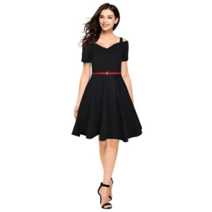 54163429125_73c1a9559d_o_d-1000x1000-1.webp Generic Women's Polyester Solid V Neck Cap Sleeve Dress (Black)