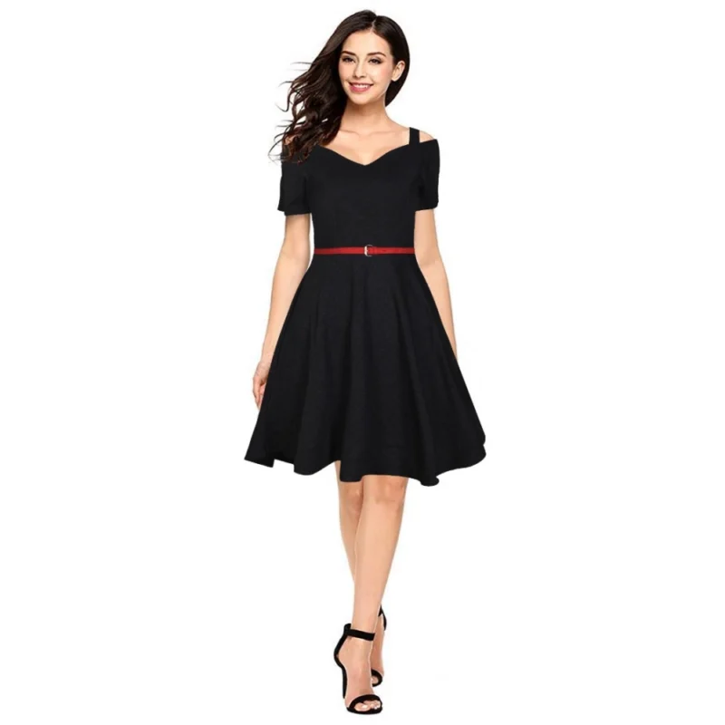 54163429125_73c1a9559d_o_d-1000x1000-1.webp Generic Women's Polyester Solid V Neck Cap Sleeve Dress (Black)