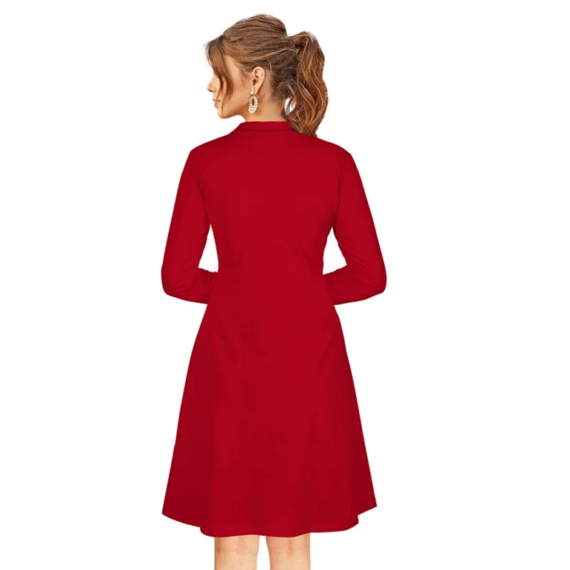 54163429275_b851737ef8_o_d-1000x1000-1.webp Generic Women's Knitting stretchable Solid Round Neck Full Sleeve Dress (Red)