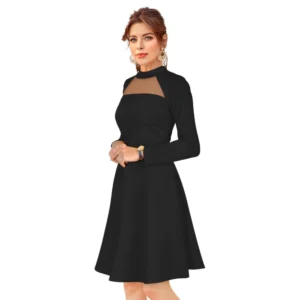 54163429370_37ffac6812_o_d-1000x1000-1.webp Generic Women's Knitting stretchable Solid Round Neck Full Sleeve Dress (Black)