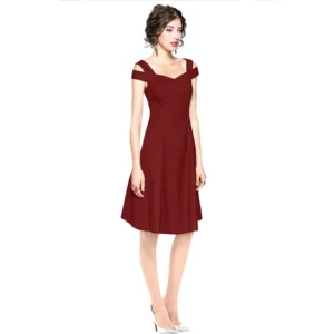 54163429700_b1cea4d06c_o_d-1000x1000-1.webp Generic Women's Polyester Solid V Neck Cap Sleeve off Shoulder Dress (Maroon)
