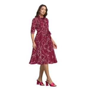 54164555082_cdacf255fc_o_d-1000x1000-1.webp Generic Women's Ruby Cotton Printed Shirt Collar 3-4th Sleeve Dress (Maroon)