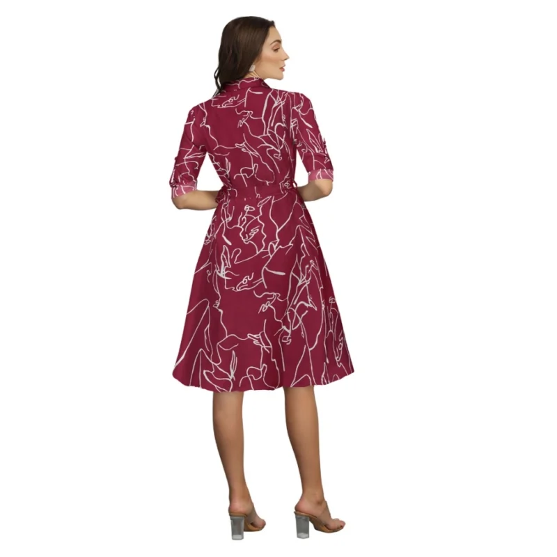 54165703043_a3bd2d0d65_o_d-1000x1000-1.webp Generic Women's Ruby Cotton Printed Shirt Collar 3-4th Sleeve Dress (Maroon)