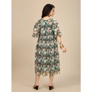 54255861113_8bcd280052_o_d-1000x1000-1.webp Generic Women's Georgette Printed Round Neck Short Sleeve Dress (Black)