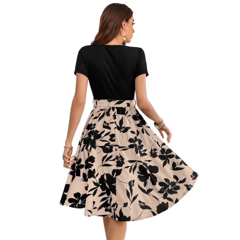 54255868659_c3fffb030f_o_d-1000x1000-1.webp Generic Women's Knitting Printed Round Neck Short Sleeve Dress (Cream)