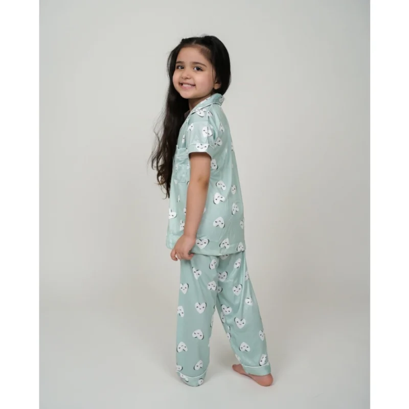 54280659236_ba38e7c758_o_d-1000x1000-1.webp Generic Girl's Silk Bleand Printed Short Sleeve Night Suit Set (Light Green)