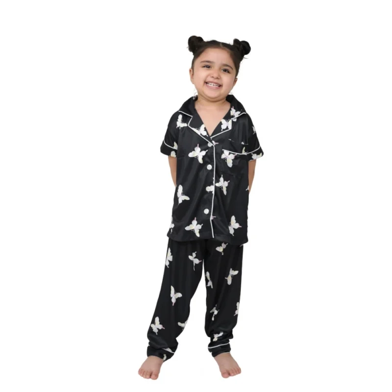 54281088070_b5fe065588_o_d-1000x1000-1.webp Generic Girl's Silk Bleand Printed Short Sleeve Night Suit Set (Black)