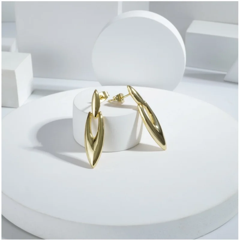 Generic Women's brassNew Gold Tone Polish Mini Office Earrings (Gold Plated)
