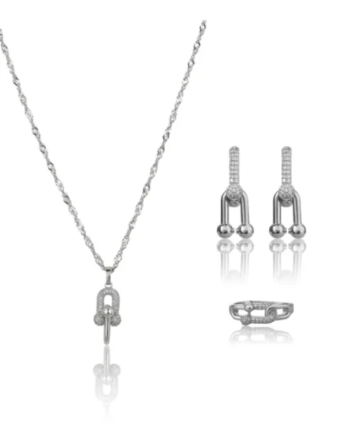 Generic Women's Stainless Steel Unique Design Silverpolish Combo Jewelry (Silver Plated)