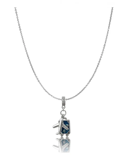 Generic Women's Stainless Steel Airplane Design Pendent Delicate Chain (Silver Plated)