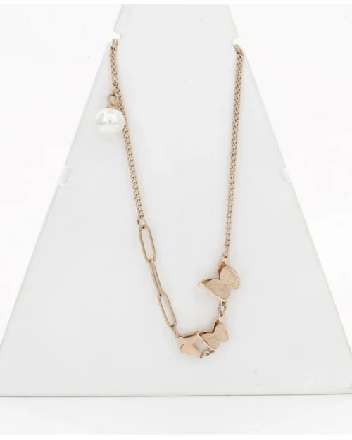 Generic Women's Stainless Steel Butterfly Pendent Delicate Chain (Gold Plated)
