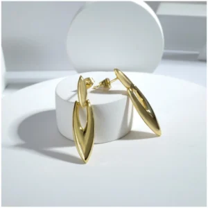Generic Women's brassNew Gold Tone Polish Mini Office Earrings (Gold Plated)