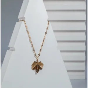 Generic Women's Stainless Steel Leaf Pendent Delicate Chain (Gold Plated)