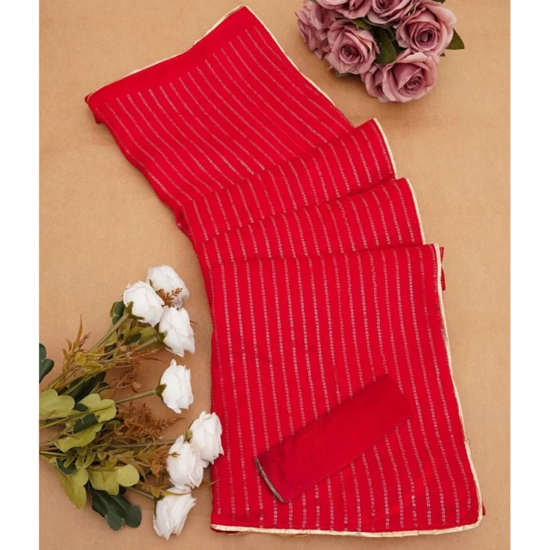 54434613392_f7a551a657_o_d-1000x1000-1.webp Generic Women's Vichitra Silk Striped Saree With Unstitched Blouse 5.5Mtr (Red)