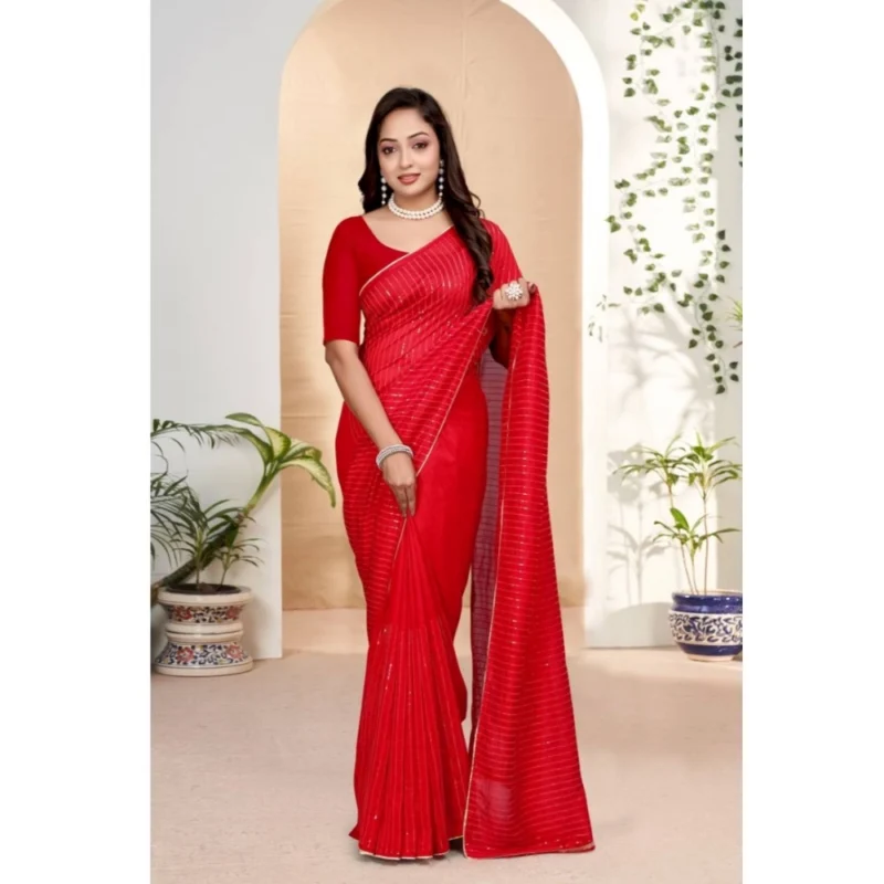 54434613557_b6a8471415_o_d-1000x1000-1.webp Generic Women's Vichitra Silk Striped Saree With Unstitched Blouse 5.5Mtr (Red)