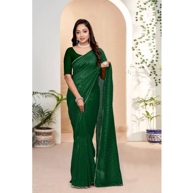 54435716778_c78e729294_o_d-1000x1000-1.webp Generic Women's Vichitra Silk Striped Saree With Unstitched Blouse 5.5Mtr (Green)