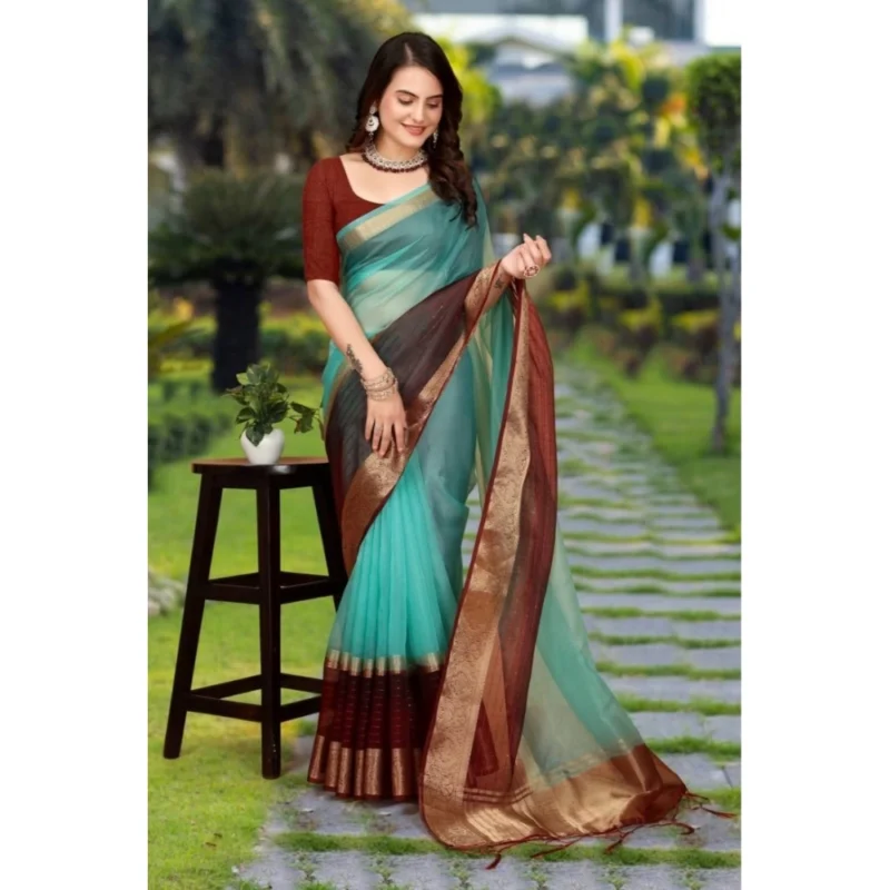 54435841775_9861abb703_o_d-1000x1000-1.webp Generic Women's Khadi Cotton Solid Saree With Unstitched Blouse 5.5Mtr (Sky Blue)