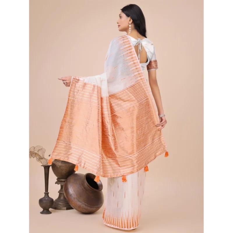 54441557007_1f85401f31_o_d-1000x1000-1.webp Generic Women's Linen Cotton Printed Saree With Unstitched Blouse 5.5Mtr (White)