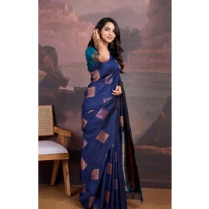 54456612647_f7b7e284e2_o_d-1000x1000-1.webp Generic Women's Silk Printed Saree With Unstitched Blouse 5.5Mtr (Navy Blue)