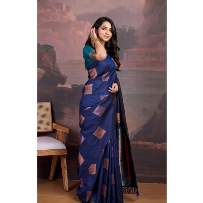 54456612647_f7b7e284e2_o_d-1000x1000-1.webp Generic Women's Silk Printed Saree With Unstitched Blouse 5.5Mtr (Navy Blue)