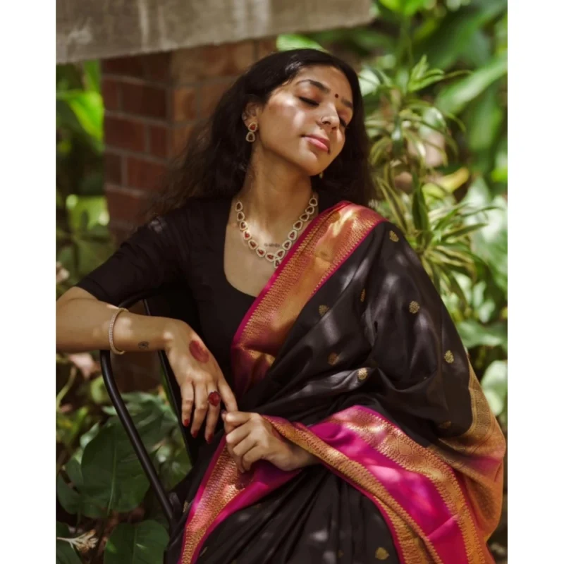 54456632377_ab38955837_o_d-1000x1000-1.webp Generic Women's Silk Printed Saree With Unstitched Blouse 5.5Mtr (Black-Pink)