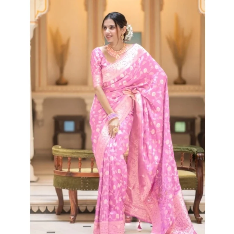 54457451526_0f01ce487d_o_d-1000x1000-1.webp Generic Women's Silk Printed Saree With Unstitched Blouse 5.5Mtr (Pink)