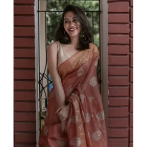 Generic Women's Silk Printed Saree With Unstitched Blouse 5.5Mtr (Maroon)
