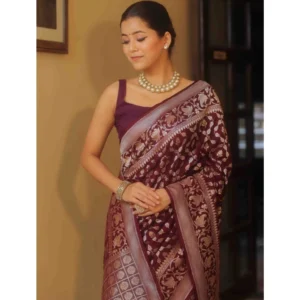 54457455011_fdfbdca321_o_d-1000x1000-1.webp Generic Women's Silk Printed Saree With Unstitched Blouse 5.5Mtr (Maroon)