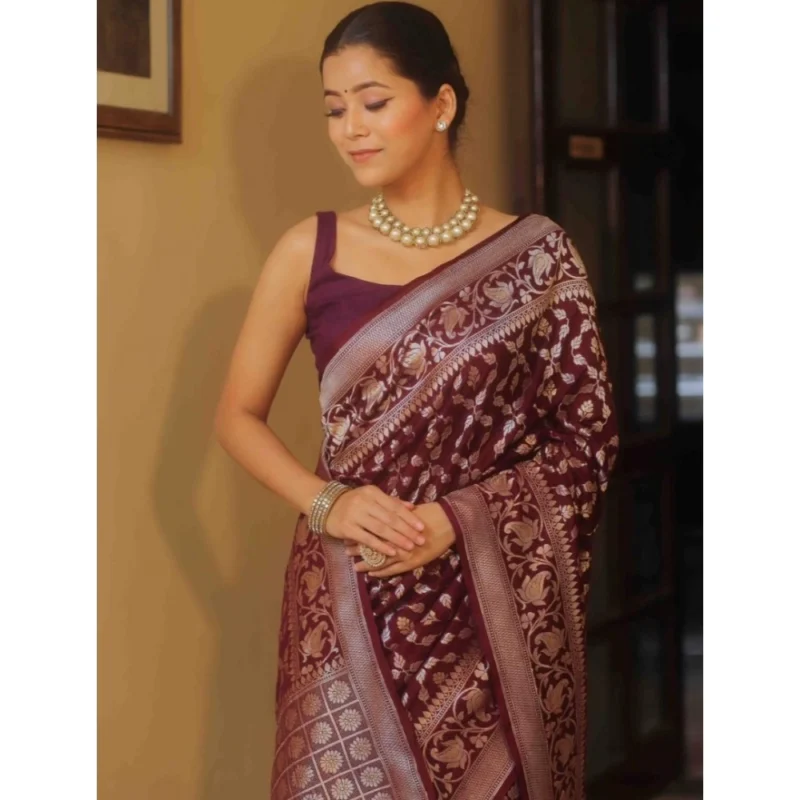 54457455011_fdfbdca321_o_d-1000x1000-1.webp Generic Women's Silk Printed Saree With Unstitched Blouse 5.5Mtr (Maroon)