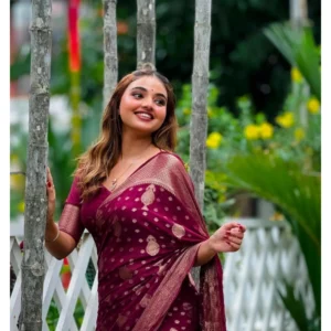 54457455241_98810833ec_o_d-1000x1000-1.webp Generic Women's Silk Printed Saree With Unstitched Blouse 5.5Mtr (Wine)
