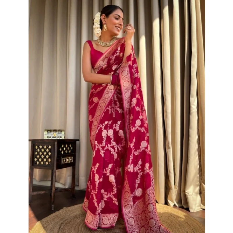 54457456311_d2fea5350d_o_d-1000x1000-1.webp Generic Women's Silk Printed Saree With Unstitched Blouse 5.5Mtr (Pink)