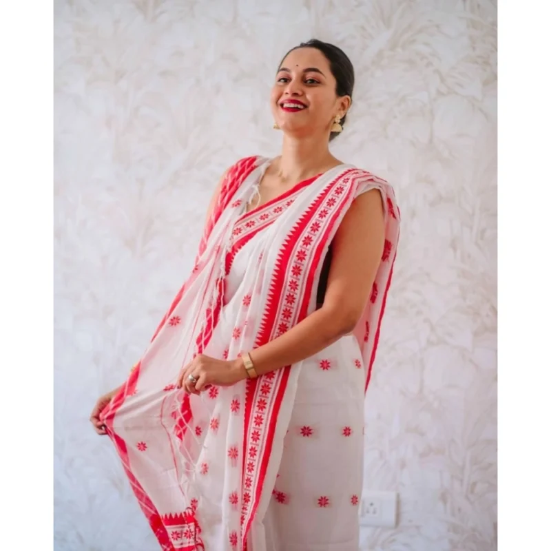 54457456561_730284be41_o_d-1000x1000-1.webp Generic Women's Cotton Printed Saree With Unstitched Blouse 5.5Mtr (White-Pink)
