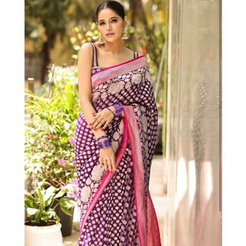 54457472216_a5c6090765_o_d-1000x1000-1.webp Generic Women's Silk Printed Saree With Unstitched Blouse 5.5Mtr (Purple)