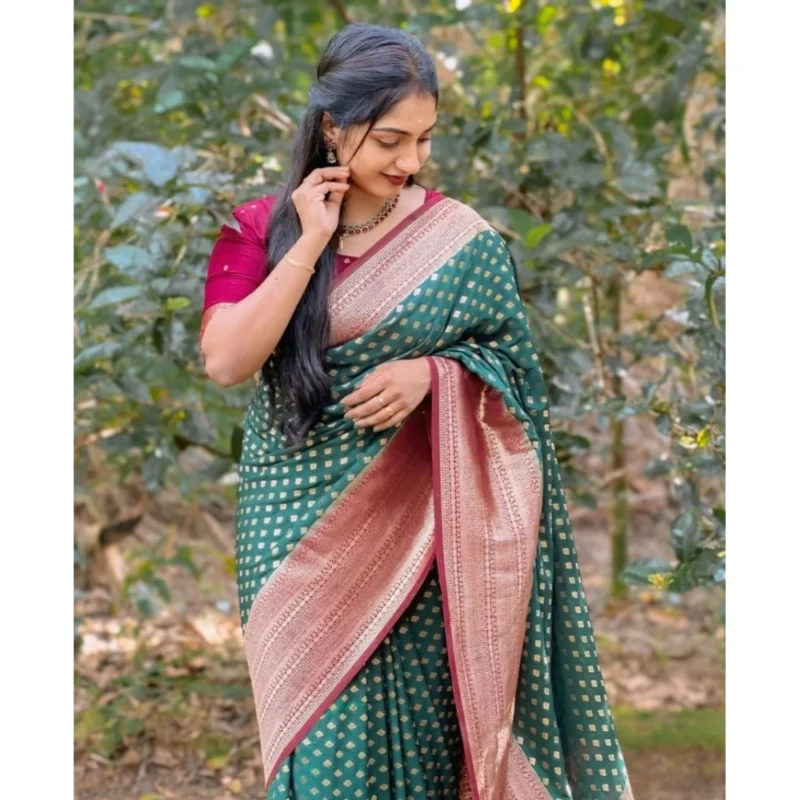54457472401_4dcb5b0020_o_d-1000x1000-1.webp Generic Women's Silk Printed Saree With Unstitched Blouse 5.5Mtr (Green-Red)