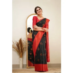 54457625546_e0548a857c_o_d-1000x1000-1.webp Generic Women's Silk Printed Saree With Unstitched Blouse 5.5Mtr (Black)