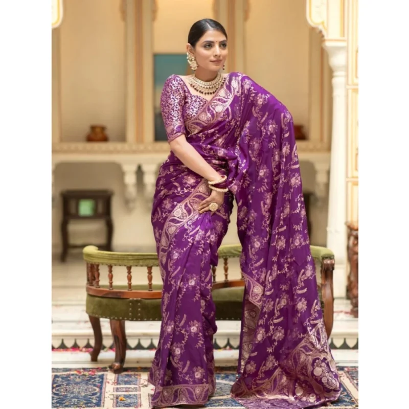 54457625656_3a724b7397_o_d-1000x1000-1.webp Generic Women's Silk Printed Saree With Unstitched Blouse 5.5Mtr (Purple)