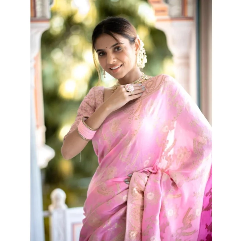 54457625836_373420f534_o_d-1000x1000-1.webp Generic Women's Silk Printed Saree With Unstitched Blouse 5.5Mtr (Pink)