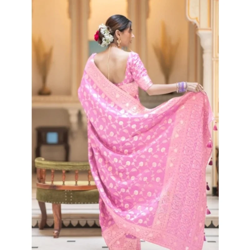 54457641114_6331102420_o_d-1000x1000-1.webp Generic Women's Silk Printed Saree With Unstitched Blouse 5.5Mtr (Pink)