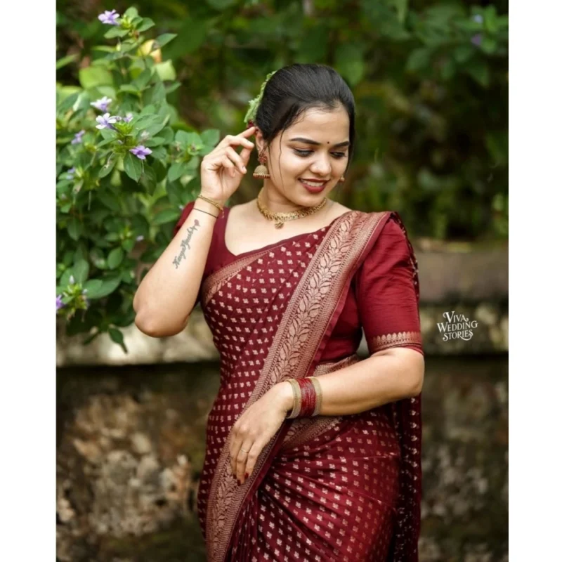 54457644804_b8df30261d_o_d-1000x1000-1.webp Generic Women's Silk Printed Saree With Unstitched Blouse 5.5Mtr (Maroon)