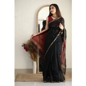 54457646019_a2dbb263be_o_d-1000x1000-1.webp Generic Women's Cotton Printed Saree With Unstitched Blouse 5.5Mtr (Black)
