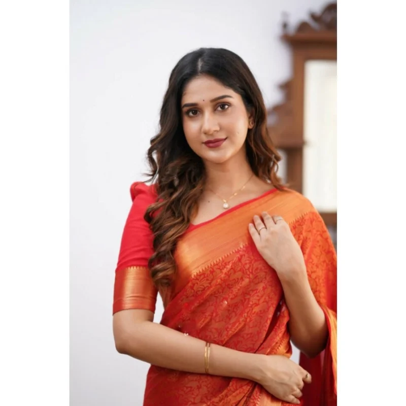 54457646504_647cf668ef_o_d-1000x1000-1.webp Generic Women's Silk Printed Saree With Unstitched Blouse 5.5Mtr (Orange)