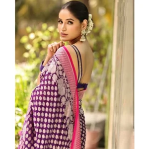 54457663039_dc89a33172_o_d-1000x1000-1.webp Generic Women's Silk Printed Saree With Unstitched Blouse 5.5Mtr (Purple)