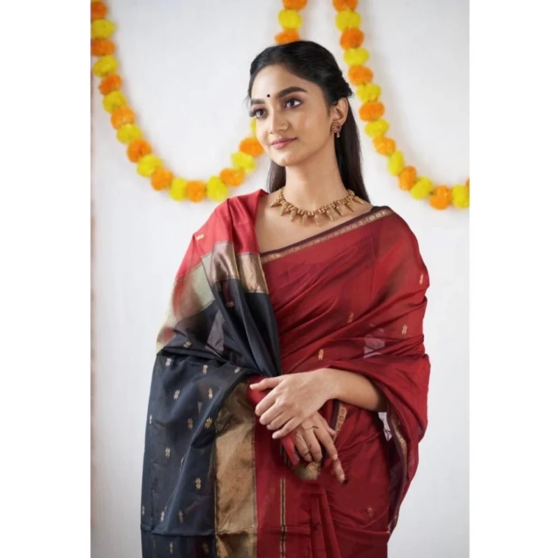 54457713808_cfe3b52a70_o_d-1000x1000-1.webp Generic Women's Cotton Printed Saree With Unstitched Blouse 5.5Mtr (Red)